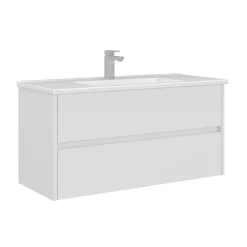 Meuble vasque suspendu 100 cm blanc 2 tiroirs NAÏA