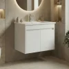 Meuble vasque suspendu 65 cm blanc 2 portes MOANA