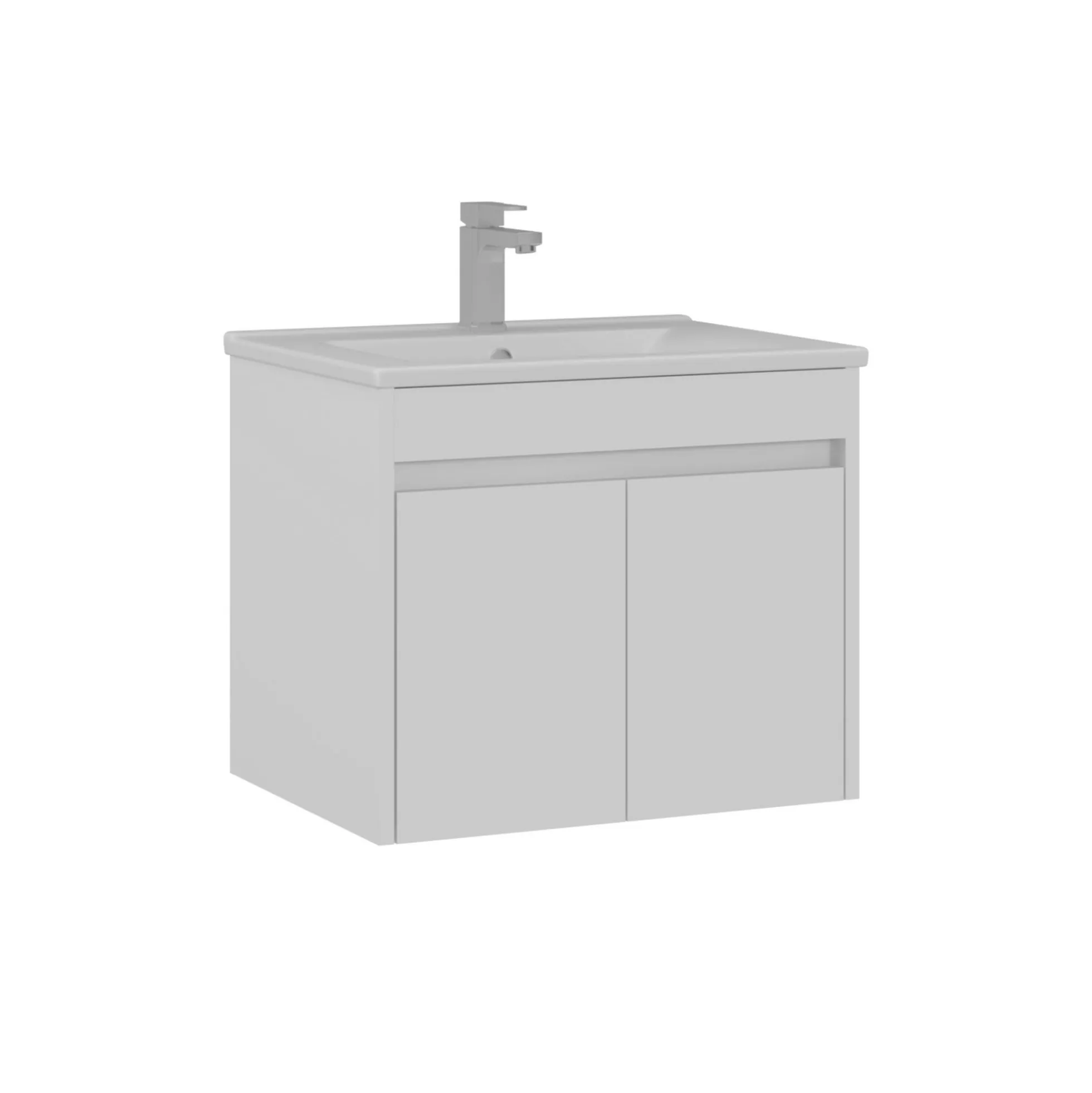 Meuble vasque suspendu 65 cm blanc 2 portes MOANA