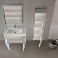 Meuble vasque suspendu 90 cm blanc 2 portes NEA
