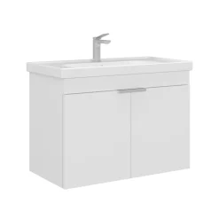 Meuble vasque suspendu 80 cm blanc 2 portes NEA