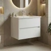 Meuble vasque suspendu 65 cm blanc 2 tiroirs NAÏA