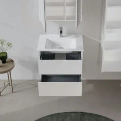 Meuble vasque suspendu 65 cm blanc 2 tiroirs NAÏA