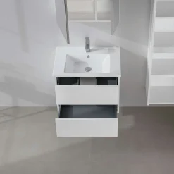 Meuble vasque suspendu 65 cm blanc 2 tiroirs MOANA