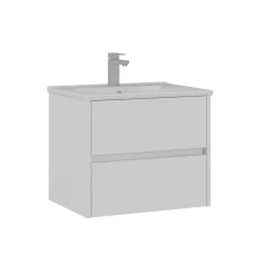 Meuble vasque suspendu 65 cm blanc 2 tiroirs MOANA