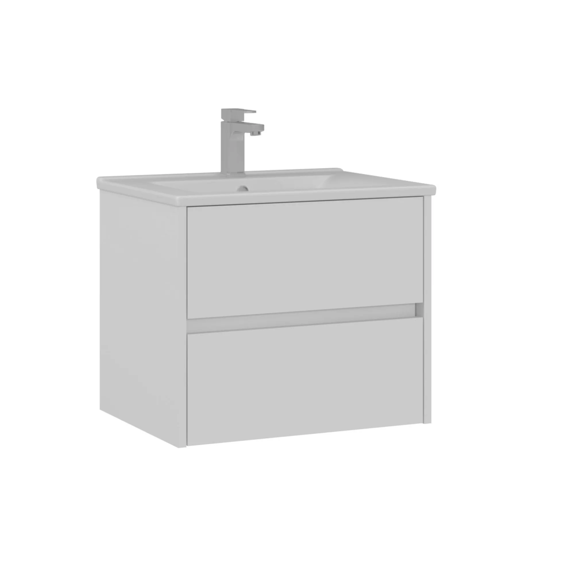 Meuble vasque suspendu 65 cm blanc 2 tiroirs MOANA
