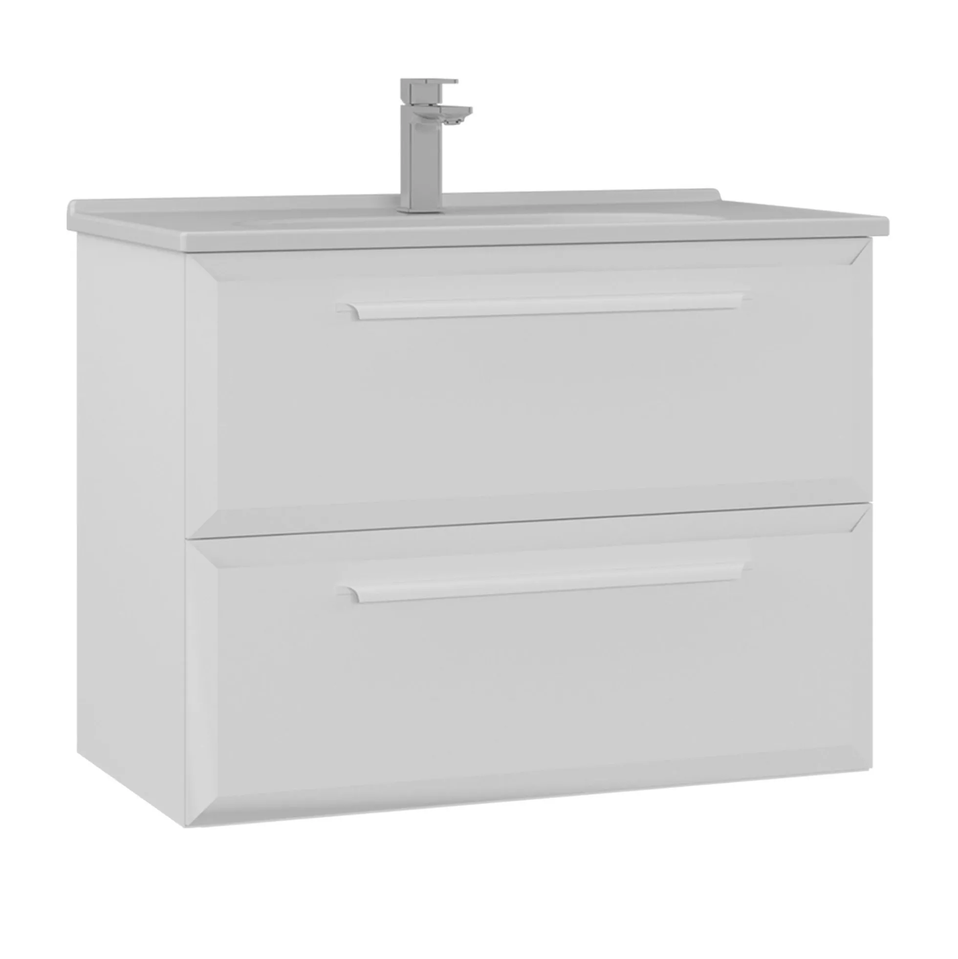 Meuble vasque suspendu 80 cm blanc 2 tiroirs NEREE