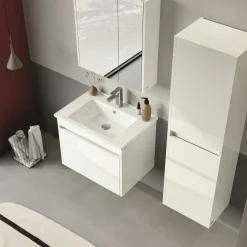 Meuble vasque suspendu 65 cm blanc 2 portes NAÏA