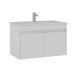 Meuble vasque suspendu 85 cm blanc 2 portes MOANA