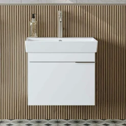 Meuble vasque suspendu 59 cm blanc 1 porte NORIA