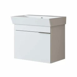 Meuble vasque suspendu 59 cm blanc 1 porte NORIA