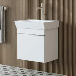 Meuble vasque suspendu 49 cm blanc 1 porte NORIA