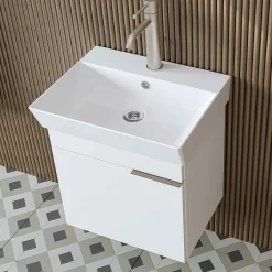 Meuble vasque suspendu 49 cm blanc 1 porte NORIA
