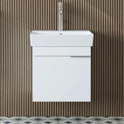 Meuble vasque suspendu 49 cm blanc 1 porte NORIA