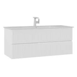 Meuble vasque suspendu 120 cm blanc 2 tiroirs ORA