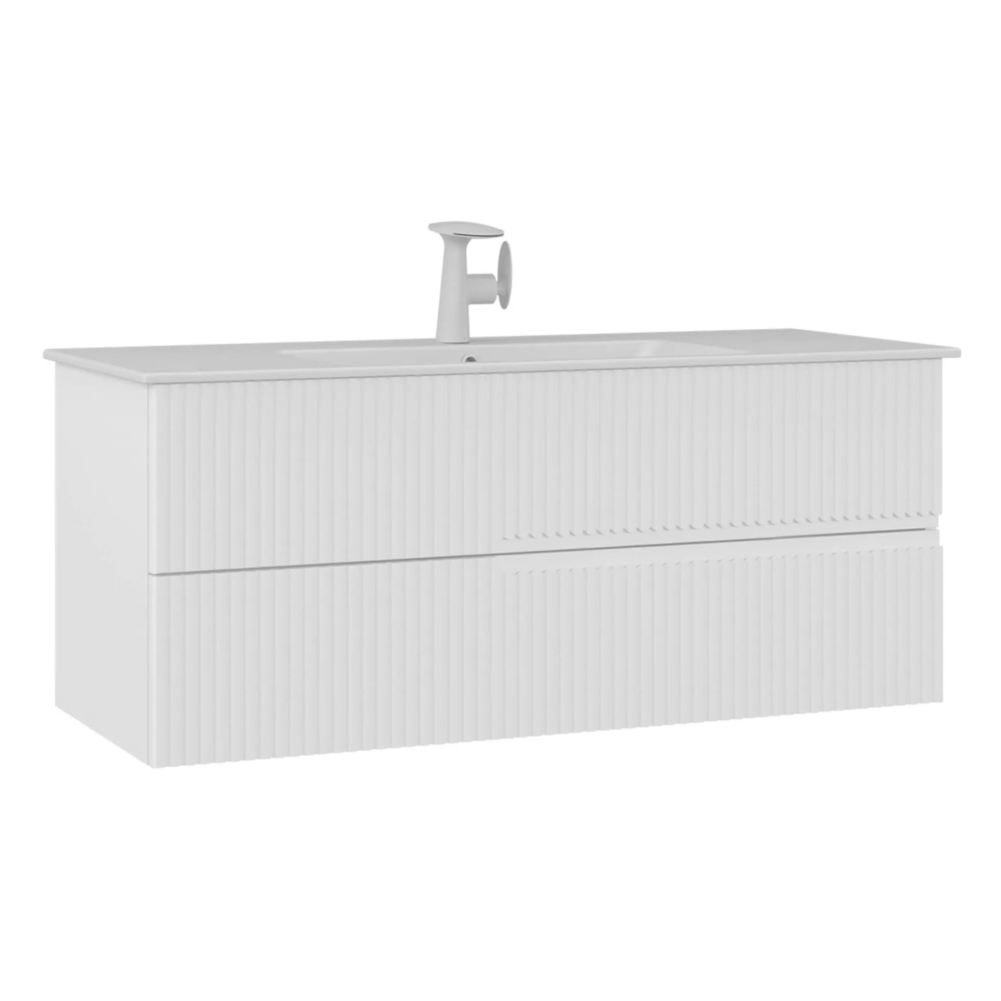 Meuble vasque suspendu 120 cm blanc 2 tiroirs ORA