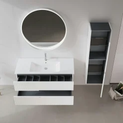Meuble vasque suspendu 120 cm blanc 2 tiroirs ORA