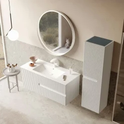 Meuble vasque suspendu 120 cm blanc 2 tiroirs ORA