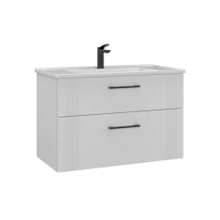 Meuble vasque suspendu 85 cm blanc 2 tiroirs ONDIA