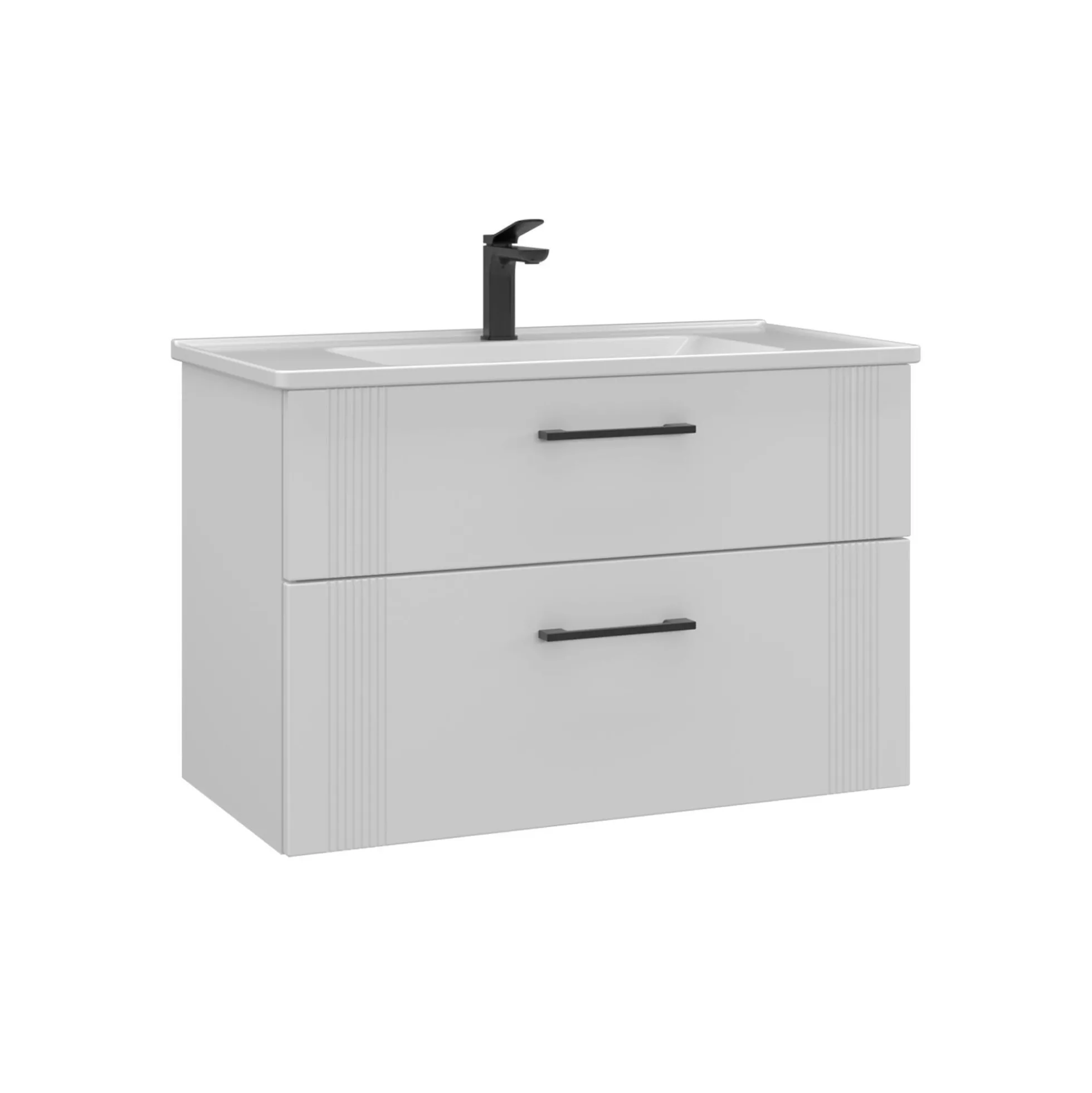 Meuble vasque suspendu 85 cm blanc 2 tiroirs ONDIA