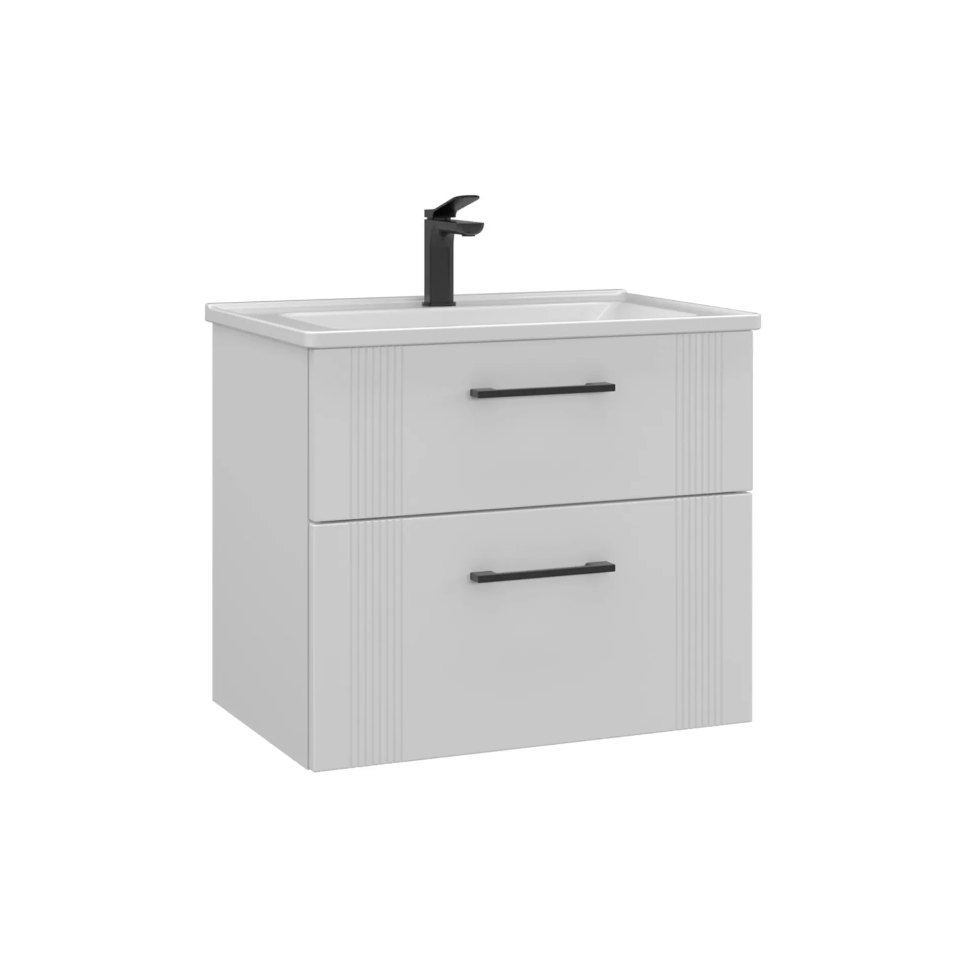 Meuble vasque suspendu 65 cm blanc 2 tiroirs ONDIA