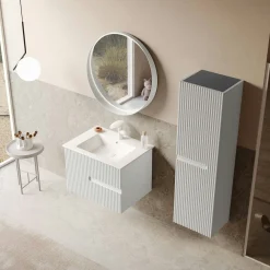 Meuble vasque suspendu 70 cm blanc 2 tiroirs RIVIA