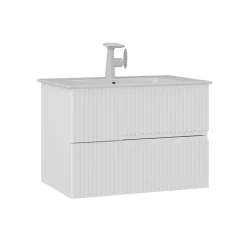 Meuble vasque suspendu 70 cm blanc 2 tiroirs RIVIA