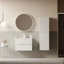 Meuble vasque suspendu 70 cm blanc 2 tiroirs RIVIA