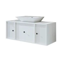 Meuble vasque suspendu 120 cm blanc 2 portes 1 tiroir SIREN