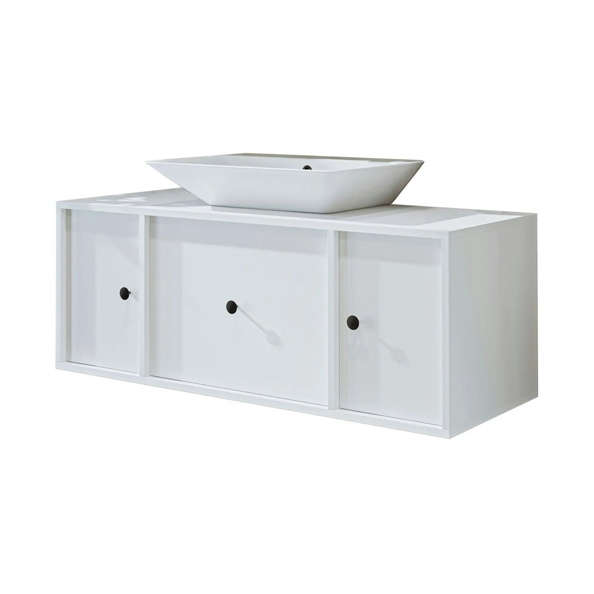 Meuble vasque suspendu 120 cm blanc 2 portes 1 tiroir SIREN
