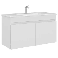 Meuble vasque suspendu 100 cm blanc 2 portes YARA