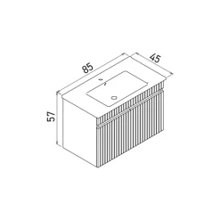 Meuble vasque suspendu 85 cm cachemire 2 portes YARA