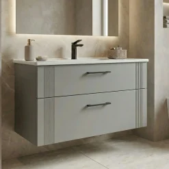 Meuble vasque suspendu 100 cm cachemire 2 tiroirs ONDIA
