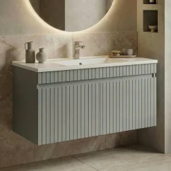 Meuble vasque suspendu 100 cm cachemire 2 portes YARA