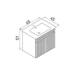 Meuble vasque suspendu 65 cm cachemire 2 portes YARA