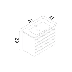 Meuble vasque suspendu 80 cm décor chêne 2 portes AÏGA
