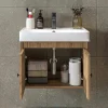 Meuble vasque suspendu 60 cm décor pin 2 portes JUSA