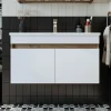 Meuble vasque suspendu 85 cm décor pin et blanc 2 portes LAAN