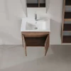 Meuble vasque suspendu 65 cm décor bois foncé 2 portes MOANA