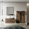 Meuble vasque suspendu 100 cm décor bois foncé 2 tiroirs NEÏS