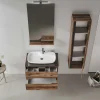 Meuble vasque suspendu 80 cm décor bois foncé 2 tiroirs NEÏS
