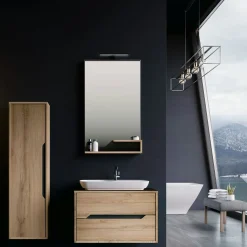 Meuble vasque suspendu 80 cm décor chêne 2 tiroirs NEÏS