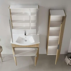 Meuble vasque suspendu 80 cm décor chêne 2 portes UMI