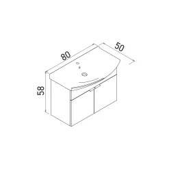 Meuble vasque suspendu 80 cm décor chêne 2 portes UMI