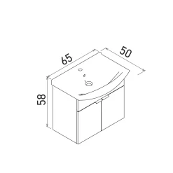 Meuble vasque suspendu 65 cm décor chêne 2 portes UMI