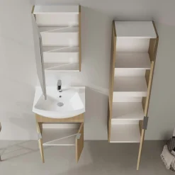 Meuble vasque suspendu 55 cm décor chêne 2 portes UMI