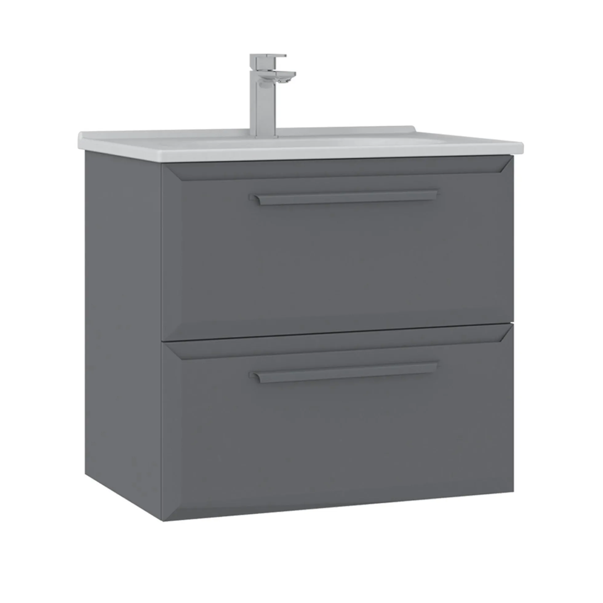 Meuble vasque suspendu 65 cm gris 2 tiroirs NEREE