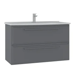 Meuble vasque suspendu 100 cm gris 2 tiroirs NEREE