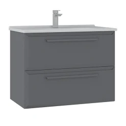 Meuble vasque suspendu 80 cm gris 2 tiroirs NEREE