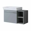 Meuble vasque suspendu 82 cm gris clair 1 porte 2 niches NORIA